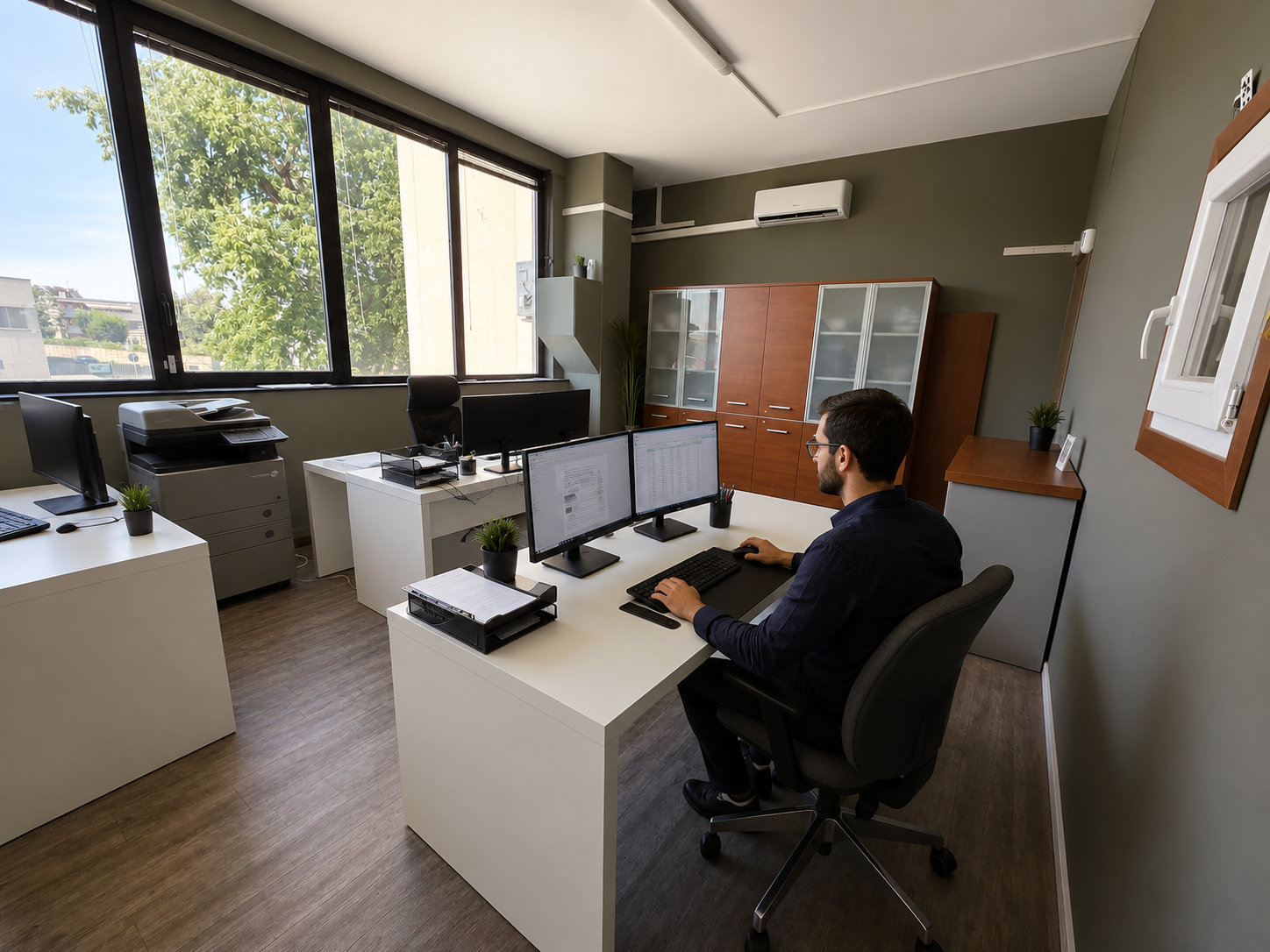 Ufficio CABA Logistica: postazione con doppio monitor